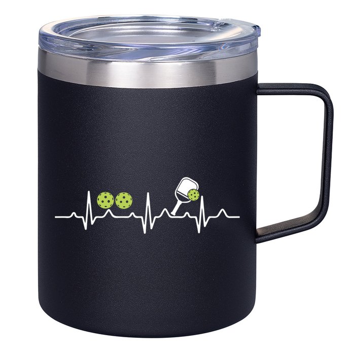 Heartbeat Pulse Pickleball Funny Gift 12oz Stainless Steel Coffee Mug