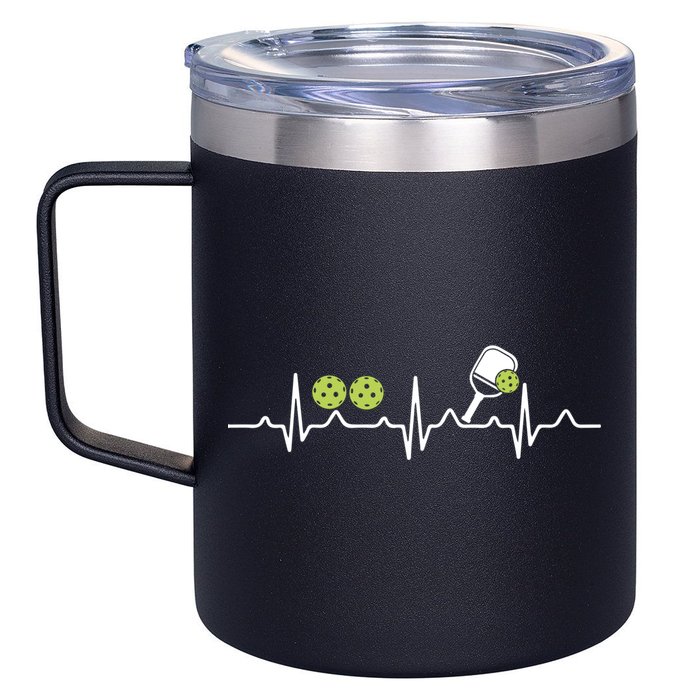 Heartbeat Pulse Pickleball Funny Gift 12oz Stainless Steel Coffee Mug