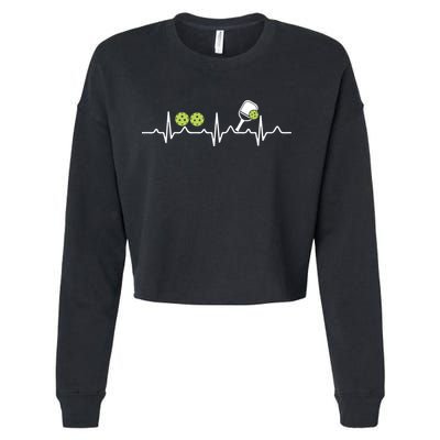 Heartbeat Pulse Pickleball Funny Gift Cropped Pullover Crew