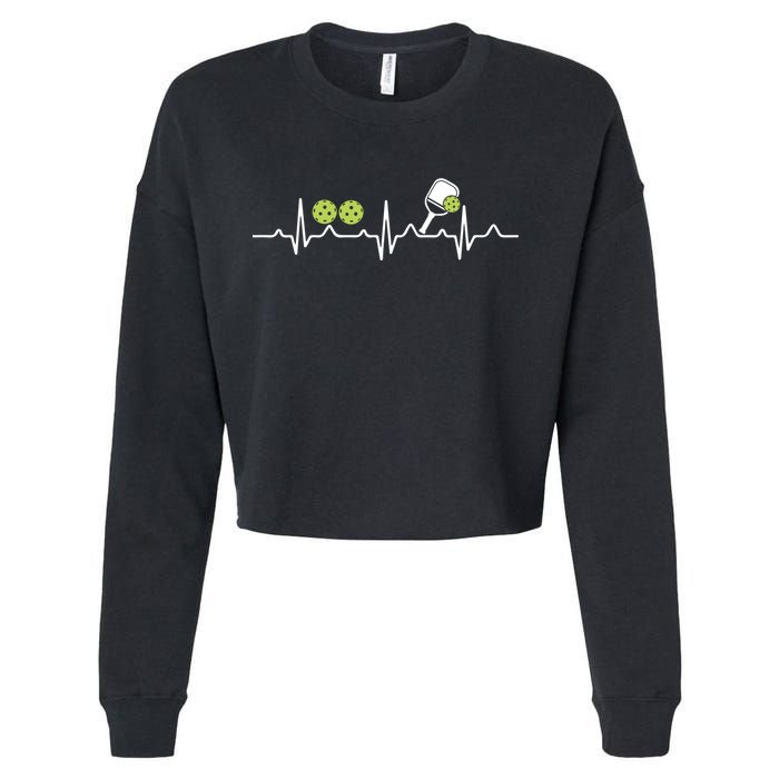 Heartbeat Pulse Pickleball Funny Gift Cropped Pullover Crew