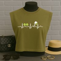 Heartbeat Pulse Pickleball Funny Gift Garment-Dyed Women's Muscle Tee