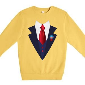 Halloween President Politician Suit Costume Trump Premium Crewneck Sweatshirt