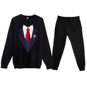 Halloween President Politician Suit Costume Trump Premium Crewneck Sweatsuit Set