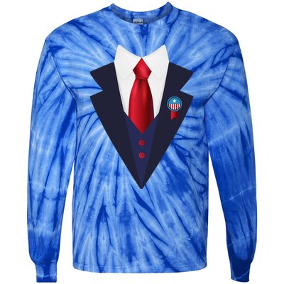 Halloween President Politician Suit Costume Trump Tie-Dye Long Sleeve Shirt