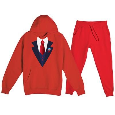 Halloween President Politician Suit Costume Trump Premium Hooded Sweatsuit Set