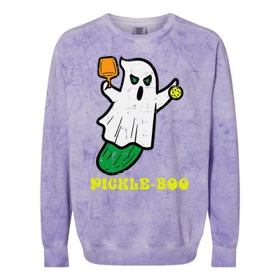 Halloween Pickleball Pickle Boo Ghost Costume Colorblast Crewneck Sweatshirt