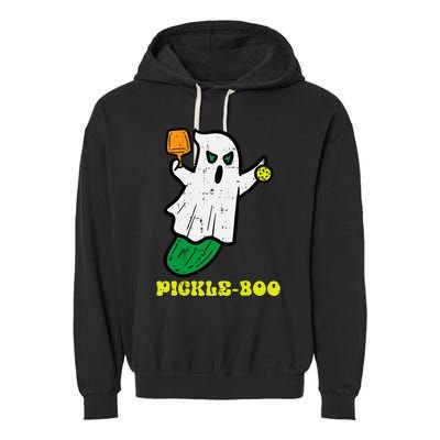 Halloween Pickleball Pickle Boo Ghost Costume Garment-Dyed Fleece Hoodie