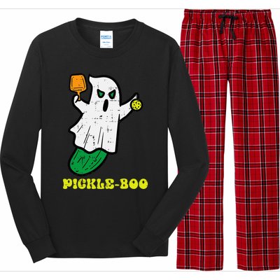 Halloween Pickleball Pickle Boo Ghost Costume Long Sleeve Pajama Set