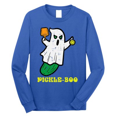 Halloween Pickleball Pickle Boo Ghost Costume Long Sleeve Shirt