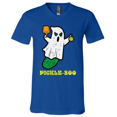 Halloween Pickleball Pickle Boo Ghost Costume V-Neck T-Shirt