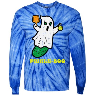 Halloween Pickleball Pickle Boo Ghost Costume Tie-Dye Long Sleeve Shirt