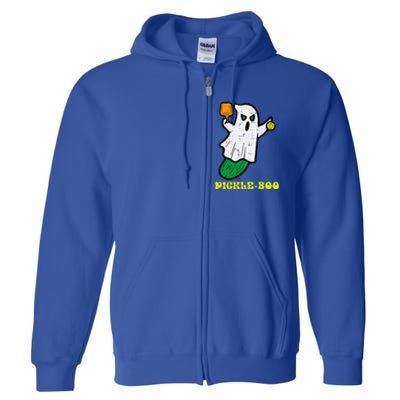 Halloween Pickleball Pickle Boo Ghost Costume Full Zip Hoodie