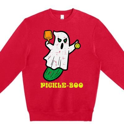 Halloween Pickleball Pickle Boo Ghost Costume Premium Crewneck Sweatshirt