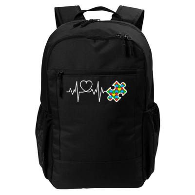 Heart Puzzle Piece Heartbeat Autism Awareness month Daily Commute Backpack