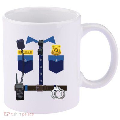 Halloween Policeman Police Officer Costume Boy Girl 11oz C Handle Ceramic Mug
