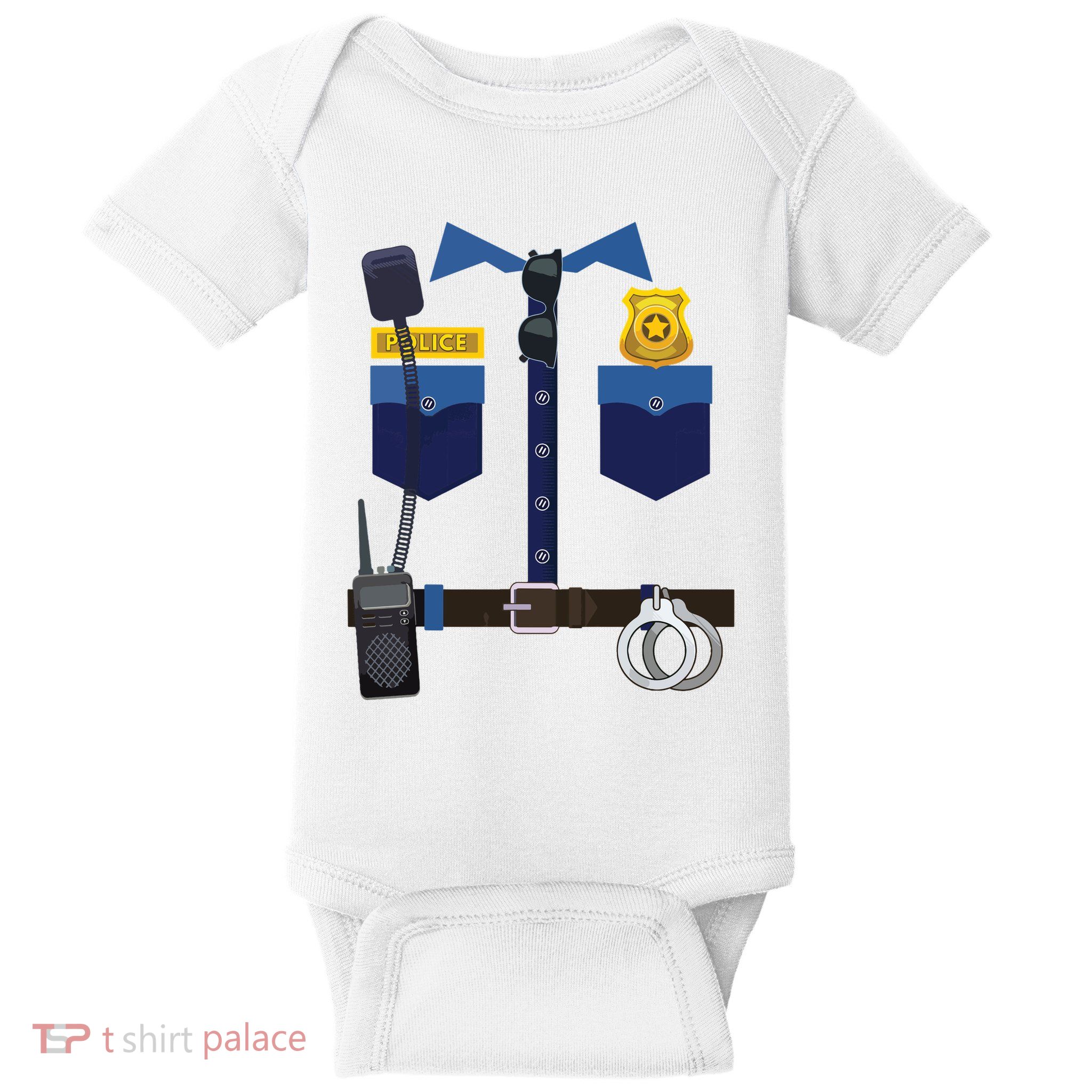 Halloween Policeman Police Officer Costume Boy Girl Baby Bodysuit