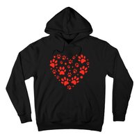 Heart Paw Print Valentines Cute Dog Love Doggie Puppy Lover Hoodie