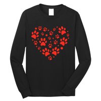 Heart Paw Print Valentines Cute Dog Love Doggie Puppy Lover Long Sleeve Shirt