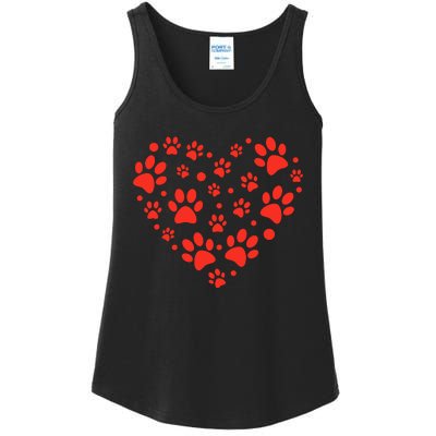 Heart Paw Print Valentines Cute Dog Love Doggie Puppy Lover Ladies Essential Tank