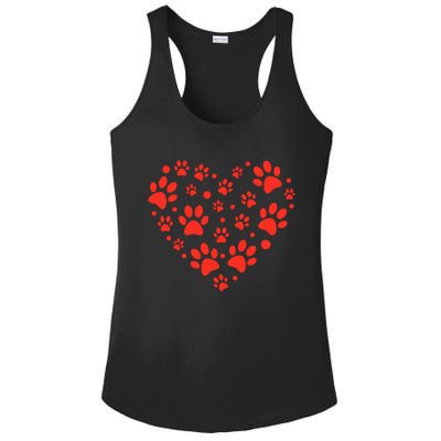 Heart Paw Print Valentines Cute Dog Love Doggie Puppy Lover Ladies PosiCharge Competitor Racerback Tank