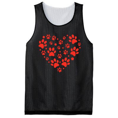 Heart Paw Print Valentines Cute Dog Love Doggie Puppy Lover Mesh Reversible Basketball Jersey Tank