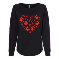 Heart Paw Print Valentines Cute Dog Love Doggie Puppy Lover Womens California Wash Sweatshirt