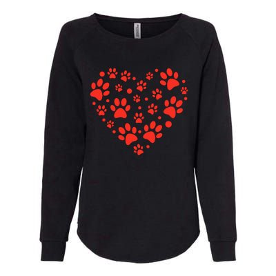 Heart Paw Print Valentines Cute Dog Love Doggie Puppy Lover Womens California Wash Sweatshirt