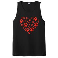 Heart Paw Print Valentines Cute Dog Love Doggie Puppy Lover PosiCharge Competitor Tank