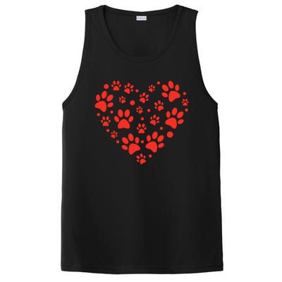 Heart Paw Print Valentines Cute Dog Love Doggie Puppy Lover PosiCharge Competitor Tank