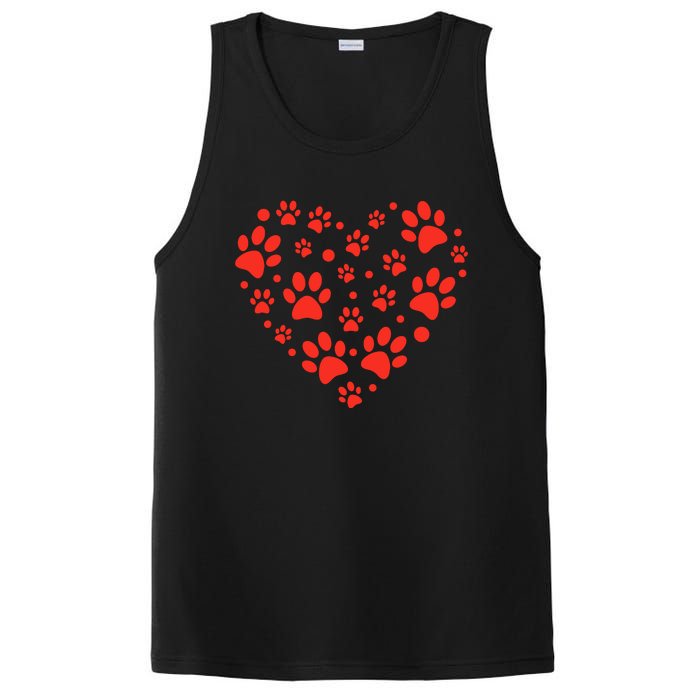 Heart Paw Print Valentines Cute Dog Love Doggie Puppy Lover PosiCharge Competitor Tank