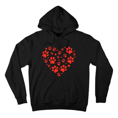 Heart Paw Print Valentines Cute Dog Love Doggie Puppy Lover Tall Hoodie