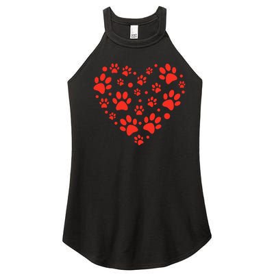 Heart Paw Print Valentines Cute Dog Love Doggie Puppy Lover Women’s Perfect Tri Rocker Tank