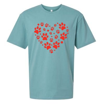 Heart Paw Print Valentines Cute Dog Love Doggie Puppy Lover Sueded Cloud Jersey T-Shirt