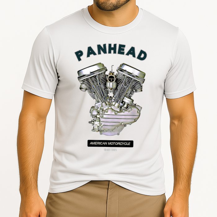 HD PanHead Retro VTwin Engine Motorcycle 48 65 Biker Gear Cooling Performance Crew T-Shirt