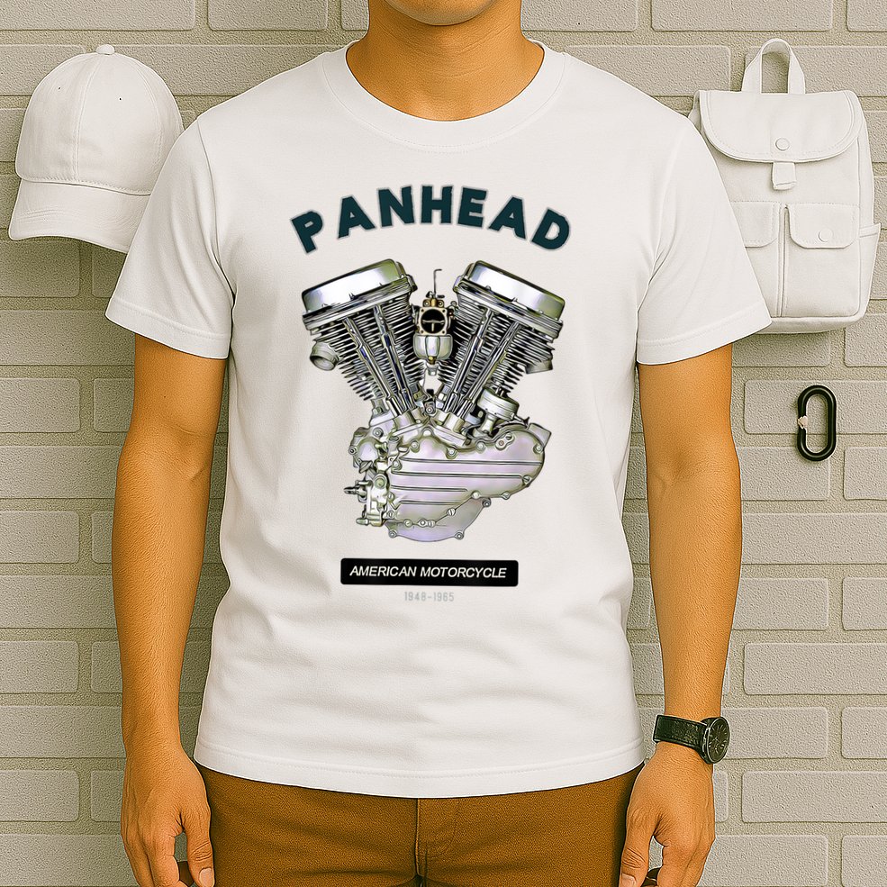 HD PanHead Retro VTwin Engine Motorcycle 48 65 Biker Gear T-Shirt