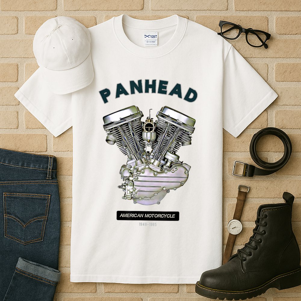 HD PanHead Retro VTwin Engine Motorcycle 48 65 Biker Gear Tall T-Shirt
