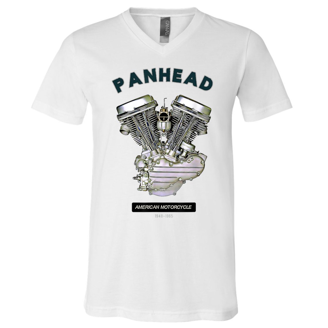 HD PanHead Retro VTwin Engine Motorcycle 48 65 Biker Gear V-Neck T-Shirt
