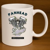 HD PanHead Retro VTwin Engine Motorcycle 48 65 Biker Gear 11oz C Handle Ceramic Mug