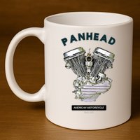 HD PanHead Retro VTwin Engine Motorcycle 48 65 Biker Gear 11oz C Handle Ceramic Mug