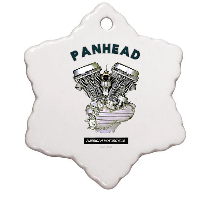 HD PanHead Retro VTwin Engine Motorcycle 48 65 Biker Gear Ceramic Star Ornament