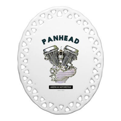 HD PanHead Retro VTwin Engine Motorcycle 48 65 Biker Gear Ceramic Oval Ornament