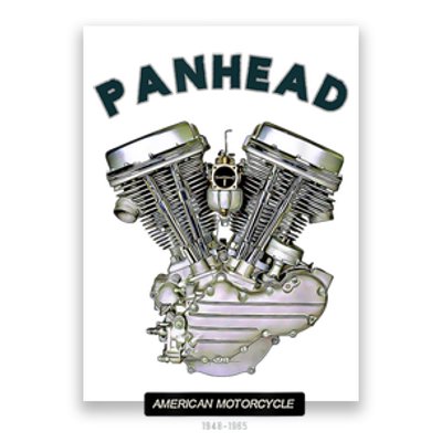 HD PanHead Retro VTwin Engine Motorcycle 48 65 Biker Gear Poster