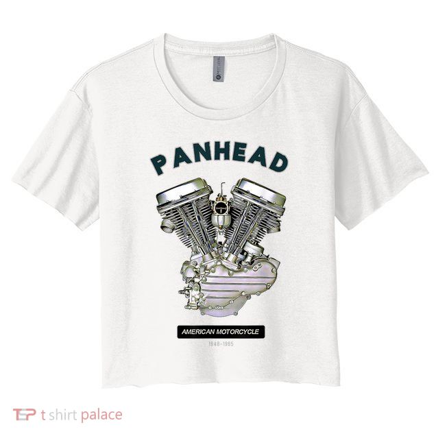 HD PanHead Retro VTwin Engine Motorcycle 48 65 Biker Gear Crop Top