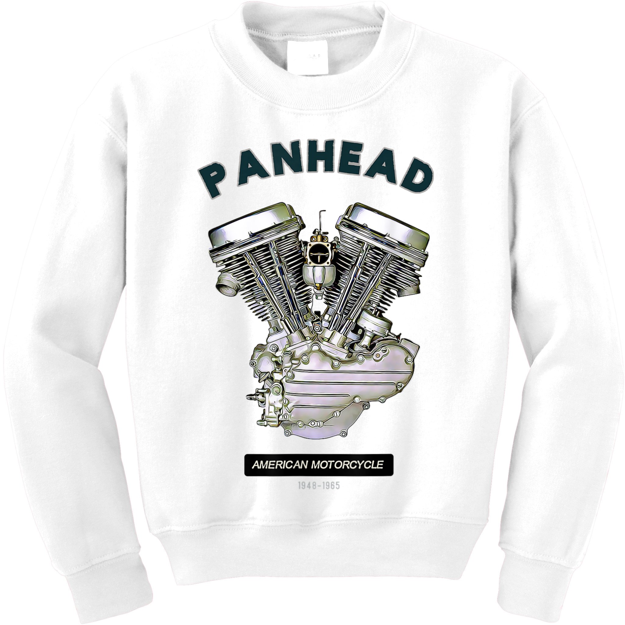 HD PanHead Retro VTwin Engine Motorcycle 48 65 Biker Gear Kids Sweatshirt