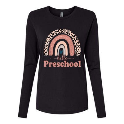 Hello Preschool Rainbow Teachers Kids Back To School Womens Cotton Relaxed Long Sleeve T-Shirt