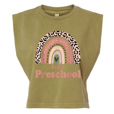 Hello Preschool Rainbow Teachers Kids Back To School Garment-Dyed Women's Muscle Tee