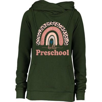 Hello Preschool Rainbow Teachers Kids Back To School Womens Funnel Neck Pullover Hood