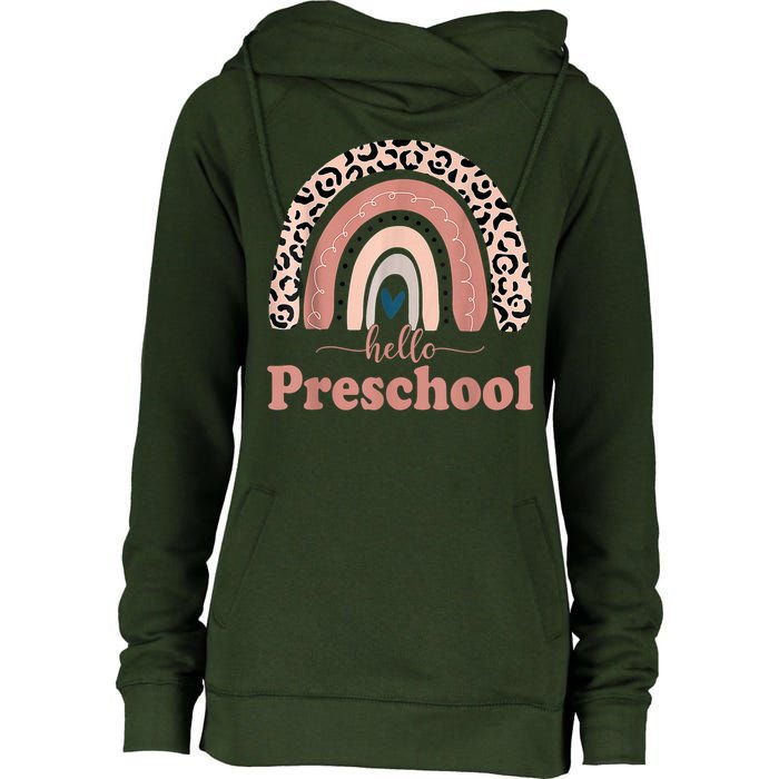 Hello Preschool Rainbow Teachers Kids Back To School Womens Funnel Neck Pullover Hood