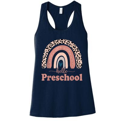 Hello Preschool Rainbow Teachers Kids Back To School Women's Racerback Tank