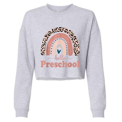 Hello Preschool Rainbow Teachers Kids Back To School Cropped Pullover Crew